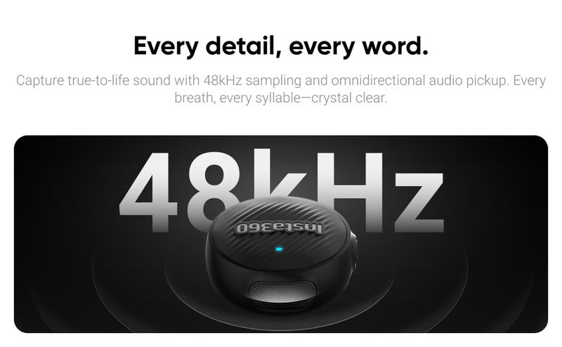 Insta360 Mic Air Transmitter 7.9g Ultralight Wireless Microphone Noise Cancelling for Vlog & Streaming Compatible with X5 X4 Ace Pro 2