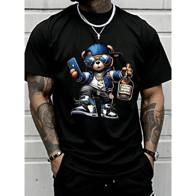 Father' Day Gift-Men'S Simple Style Cotton T-Shirt, Short Sleeve, Ideal For Casual Looks,Cartoon Print Crewneck Regular Fit Casual T Shirt Tops,Cool Graphic T-Shirts For Men Premium Quality Unique Graphic Art Tees