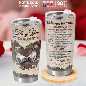 SMS - “Tú & Yo” Vaso Térmico de 20 oz – 14 de febrero - Regalo de San Valentín para Ella, Hecho en EE. UU., Regalo de Aniversario para Él o Ella, Taza de Amor para Esposo y Esposa, Vaso Especial para Parejas y Momentos Inolvidables