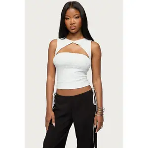 Elisia Twist Cutout Flower Lace Top