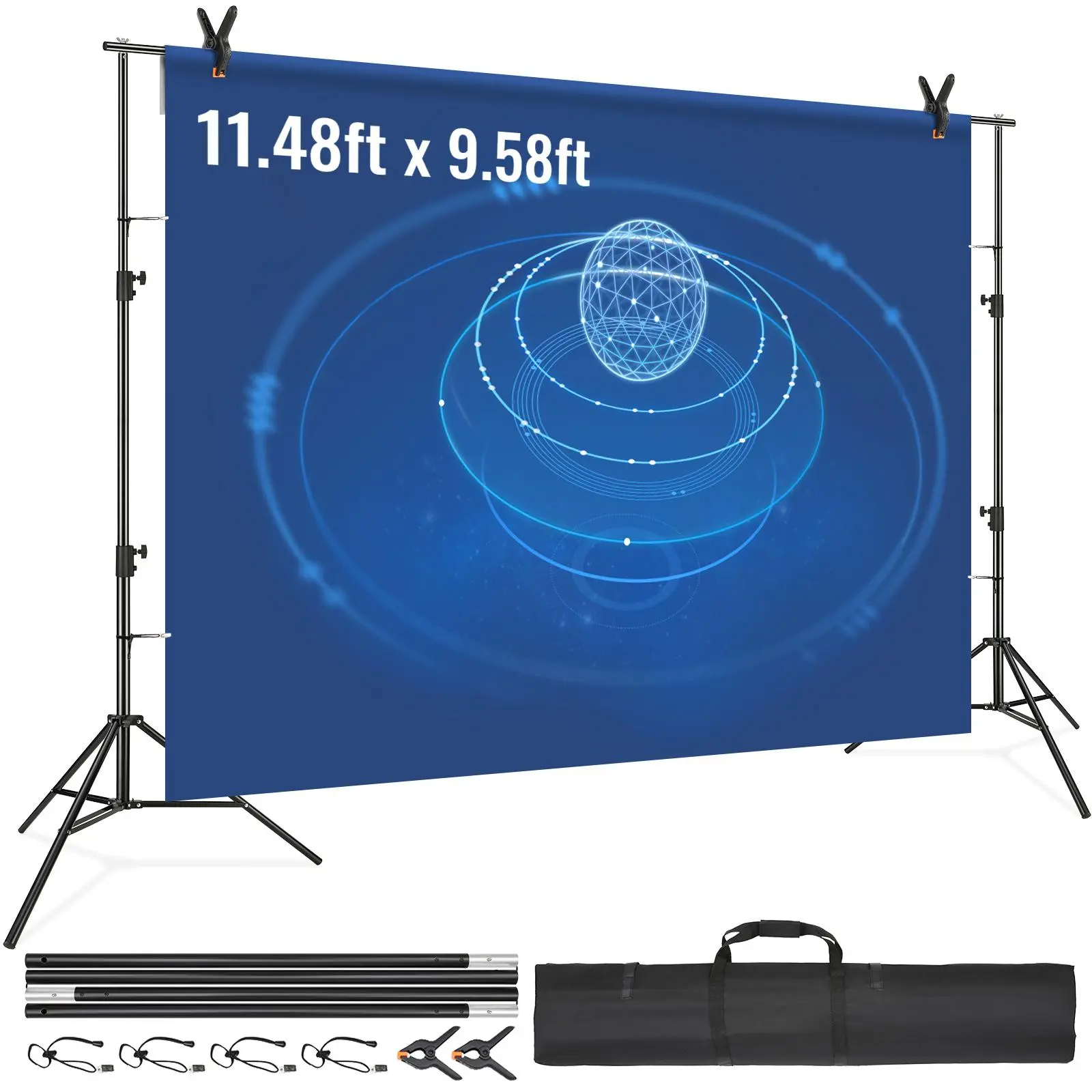 VEVOR Heavy Duty Metal Photography Backdrop Stand, 12x10 ft Portable Set with 1.4" Telescopic Crossbars, 3.3-10 ft Height-Adjustable System, 6 Clamps, 40 lbs Capacity & Includes Carry Bag for DIY Photo Booth, Product Display#SohoChic