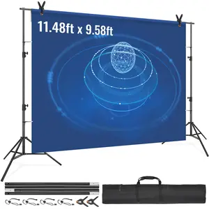 VEVOR 12 x 10 ft Heavy Duty Backdrop Stand,  , Height Adjustable Photography Backdrop Stand, Background Support System with 6 Clamps and A Carry Bag, for Party, Wedding, Display, Photo Accessories Camera
