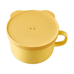 BUYDEEM Ceramic Lunch Box 12cm Mini Steamer Pot Accessory for CT3010, Small Goose Yellow with Handle, Multi-functional Food Steamer Container