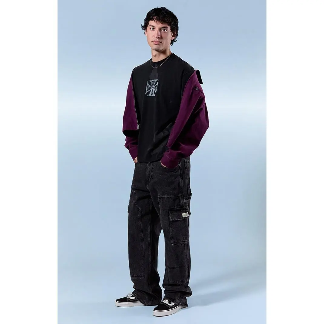 Pacsun Men's Dylan Baggy Jeans Cargo Carpenter Faded Black