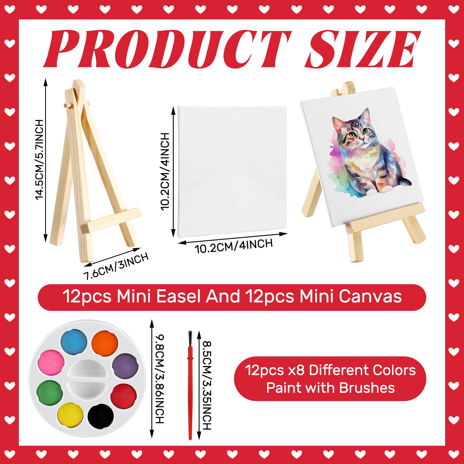 [Valentines Idea] 24 Sets Watercolor Paint Sets Mini Water Color Paints with Valentine Card Heart Shaped Paint Sets for Valentine's Gifts Art Party Favors End of Year Gifts Birthday Classroom Gifts Art Supplies for Beginner Painting