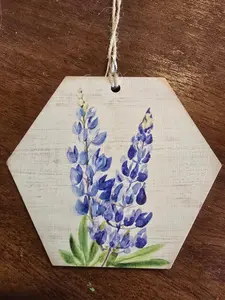 Wooden Bluebonnet Themed Ornament