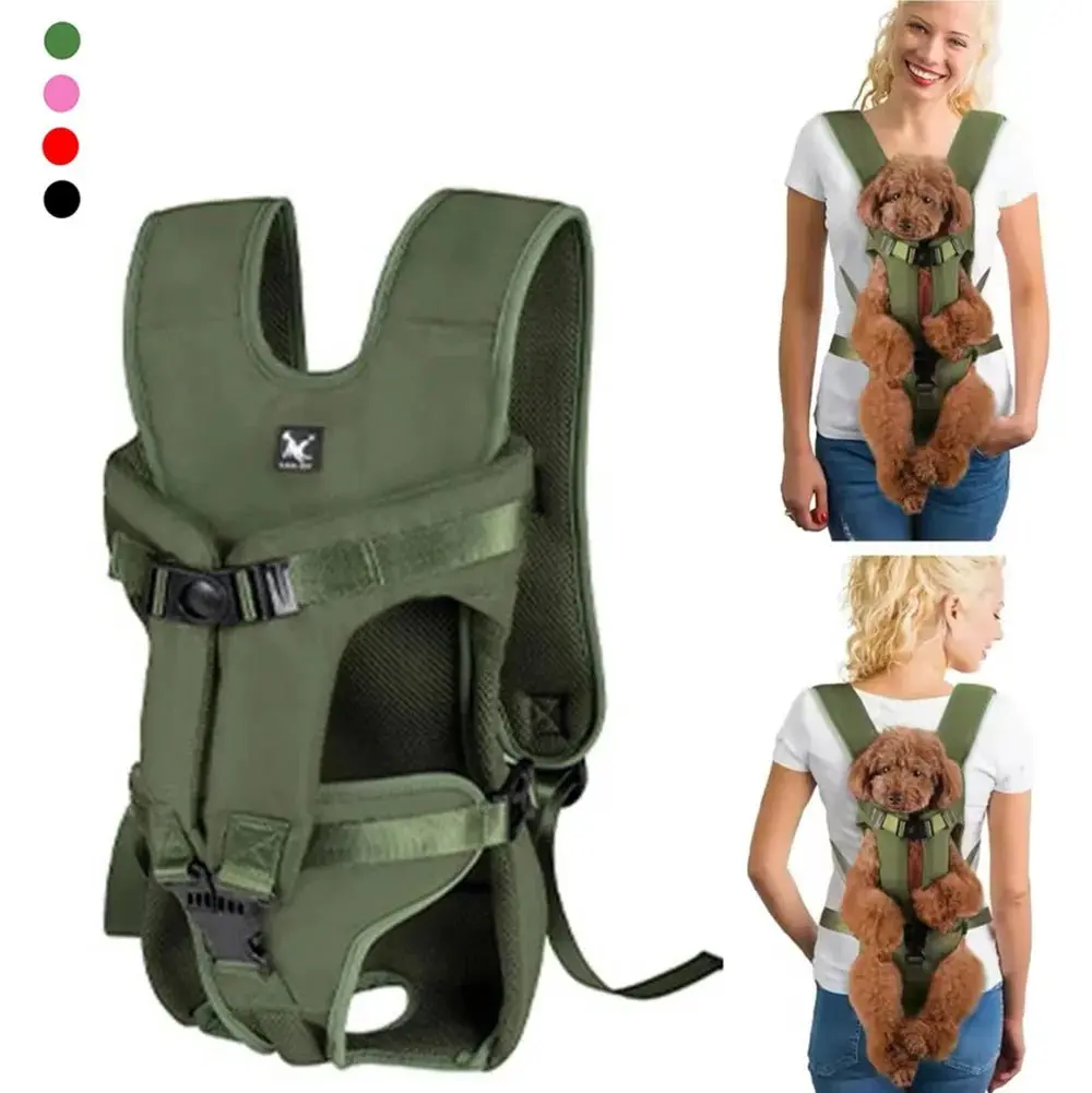 Dog Carrier Backpack - Adjustable Straps & Buckles, Ergonomic Support Padding, Mesh Panels on Both Sides, Non-Slipping, Strain-Reducing Hands-Free Front/Back Wear, Comfortable for Dogs Under 30lbs, Ideal for Camping, Hiking