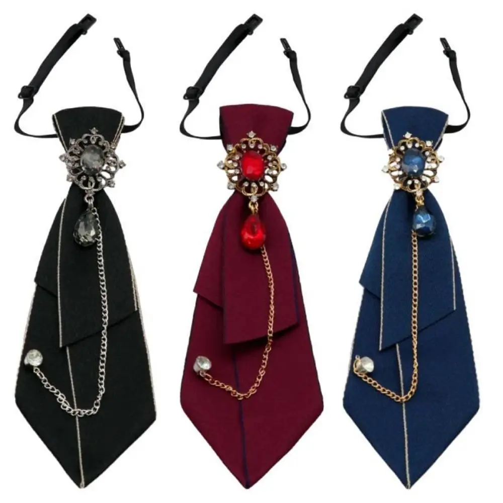 3 Pack Adjustable Ties for Women Men,Vintage Womens Tie with Crystal,Pre-Tied Neck Tie for Women Girls Party School Work Casual,Ideal Gift for Halloween Christmas Father's Day