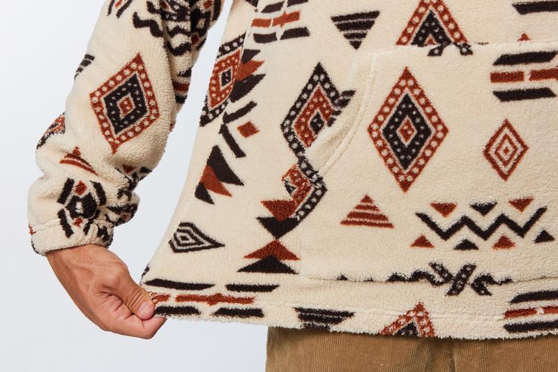 Men's Ethnic Style Half Zip Up Sports Jacket, Casual Comfortable Long Sleeve Stand Collar Pullover, Fleece Lined Warm Winter Coat for Autumn and Winter