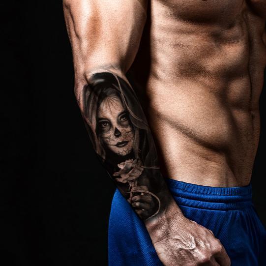 76 Sheets Large Black Temporary Tattoo Stickers - Tribal Wolves, Tigers, Lions, Snakes, Skulls, 12 Fake Tattoo Stickers for Men & Women Arm Designs