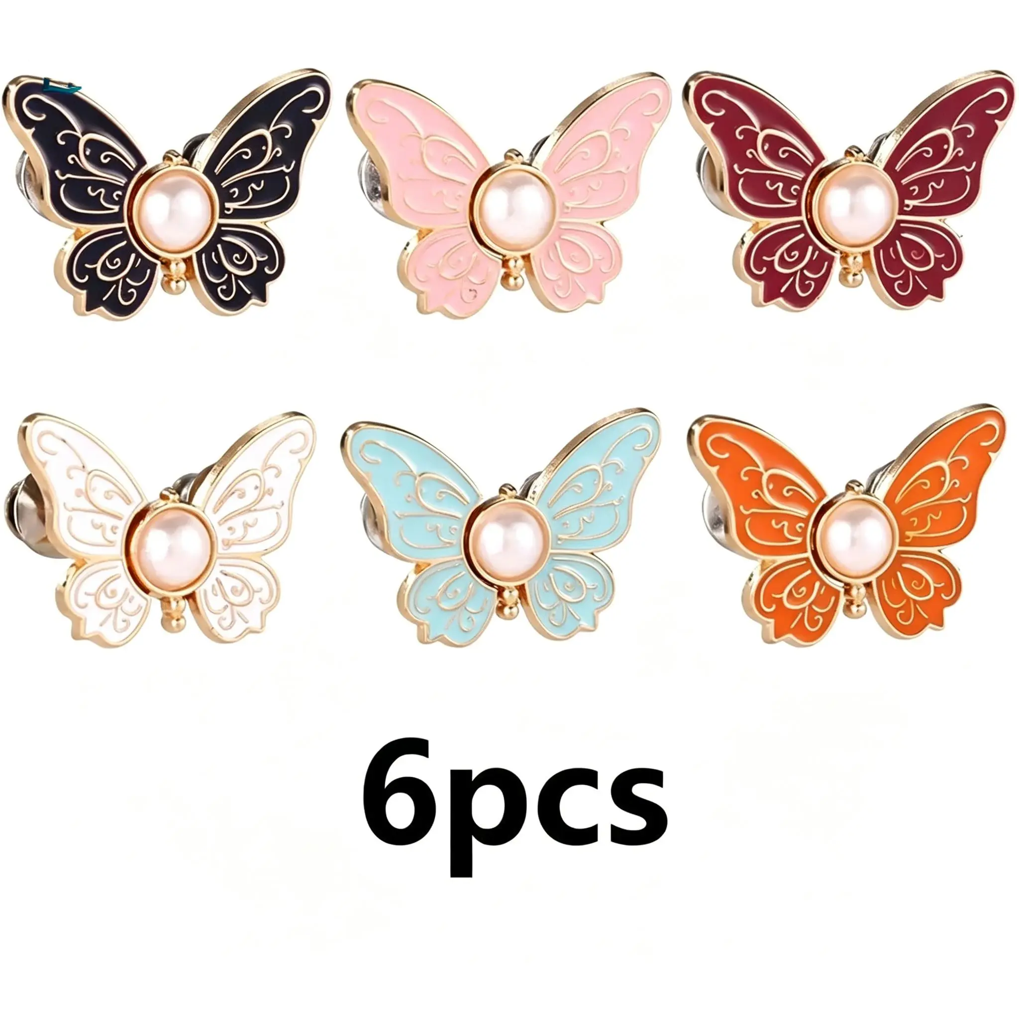 6pcs Butterfly Waist Tighteners for Women, Pants Waistband Button Pins Buckle No Sew No Tools Adjustable Clips Knots Supplies for Loose Jeans Skirts Dress