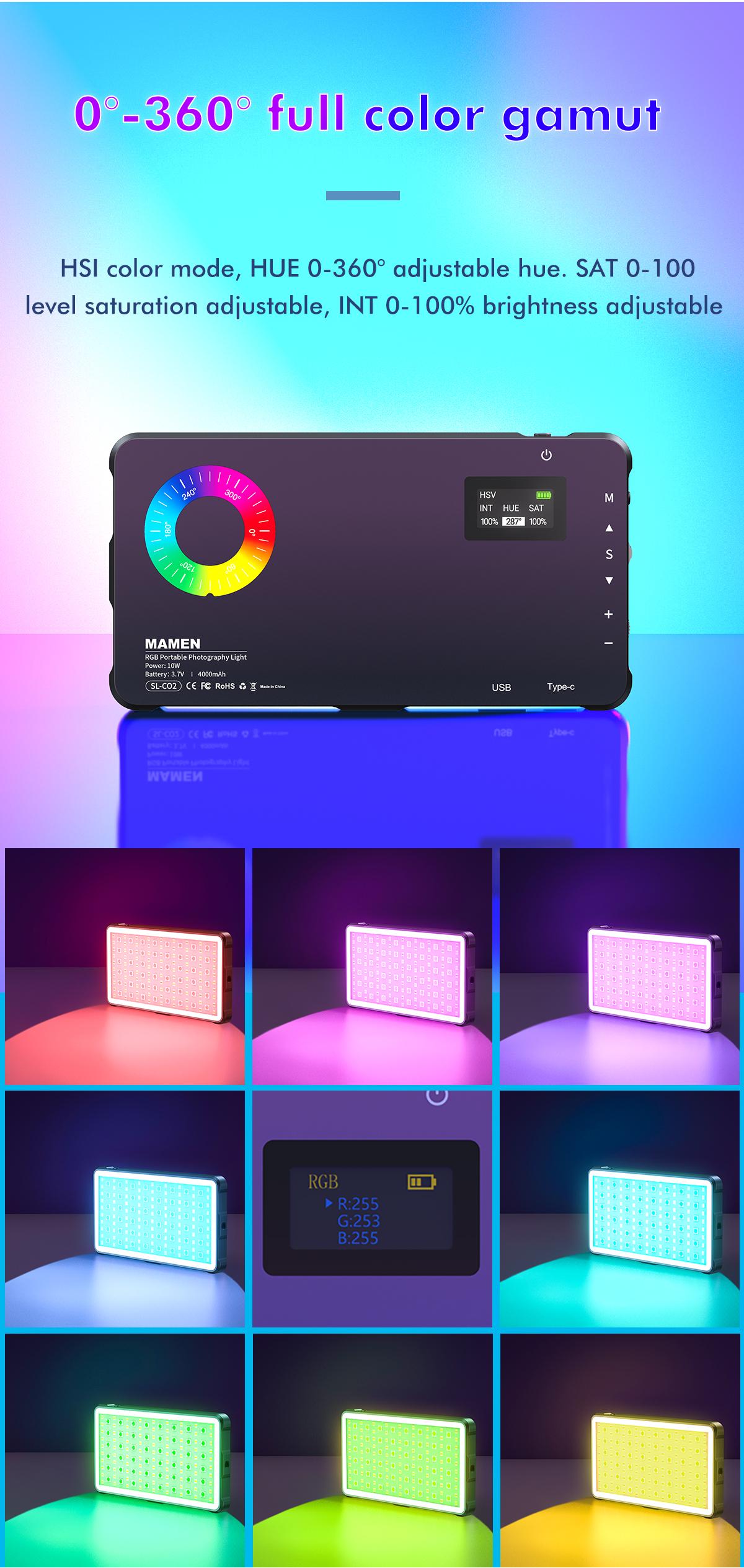 3-in-1 Metal Photography Fill Light – 360° RGB Flat Light, Power Bank ...