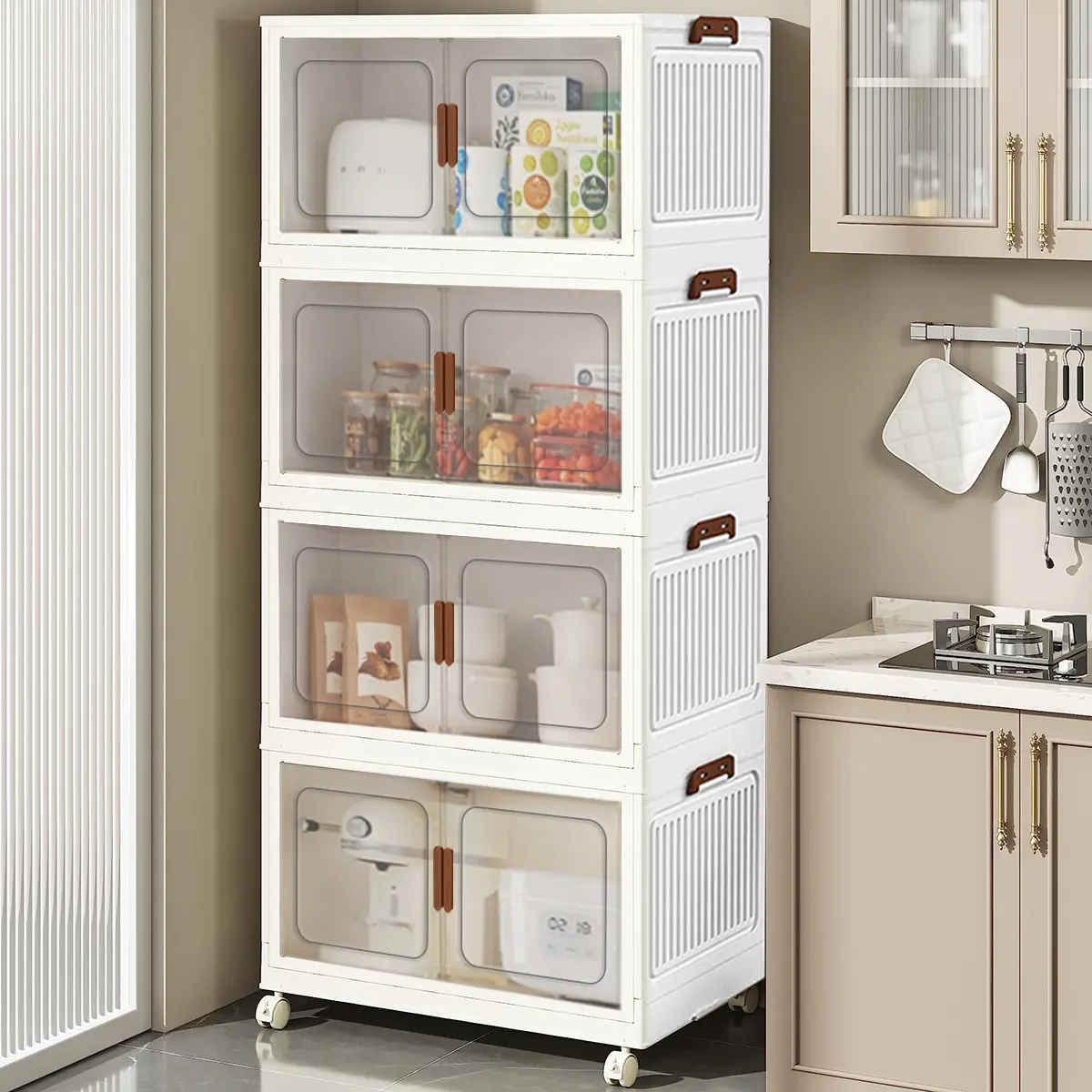 Versatile 60cm 2-5 Layer Folding Storage Cabinet with Magnetic Doors - Dustproof, Waterproof for Clothes, Snacks, Toys & More - Easy Assembly, Space-Saving Design