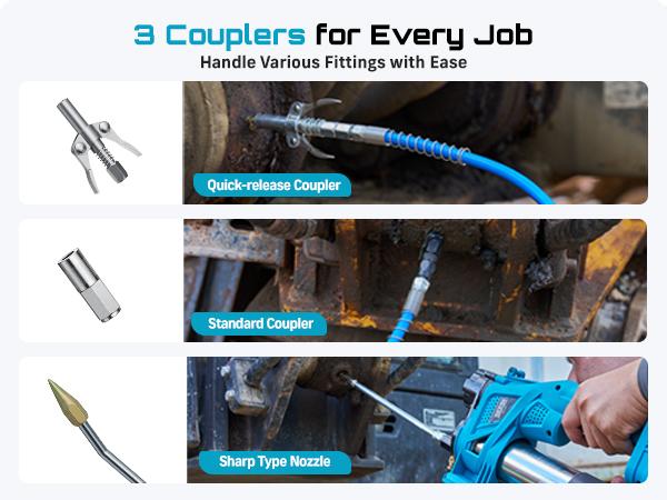 SEESII Cordless Electric Grease Gun Kit - 10000PSI 4.6 oz/min, 2 Batteries, 39.4" Hose, 90° Coupler, 3 Tips for Fast Effortless Greasing, GR01 SEESII Cordless Electric Grease Gun Kit - 10000PSI 4.6 oz/min, 2 Batteries, 39.4" Hose, 90° Coupler, 3 Tips for Fast Effortless Greasing, GR01