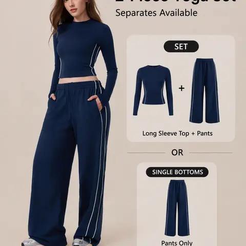 TIMEOFF Women's Adjustable Baggy Oversized Wide-Leg Sweatpants - Elastic Waist, Side Trim, Pockets, Comfy Stretch Fabric, All-Season Style Clothes, Gym Workout Apparel, Sports & Outdoor Joggers,outdoorfun