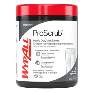 WypAll – PowerClean ProScrub Heavy Duty Wet Towels | Citrus | 50 Count