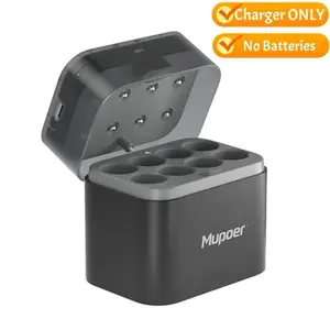 AA Battery Charger for Lithium & NiMH Rechargeable AA Batteries, 8 Independent Fast Charging Slots, Magnetic Flip-top Box Design, USB-C Input Port (Adapter not Included)