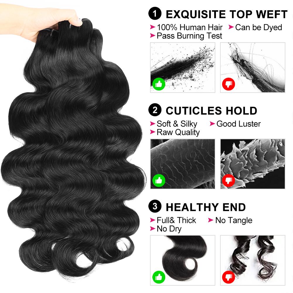 Brazilian Body Wave/Straight Bundles Quick Weave Extensions 2x6 4x4 Lace Closure Virgin Human Hair Weave Bundles #TiktokShopSpringGlowUp