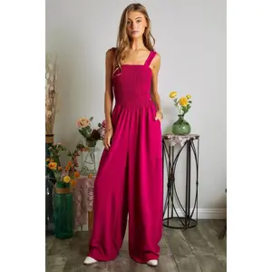 ADORA Smocking Top Wide Leg Jumpsuit