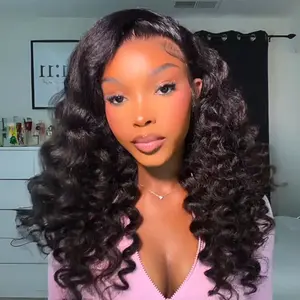 Live. New Yaki Loose Wave Fluffy Bounce Wand Curly Wig Human Hair Clear Transparent Glueless Lace Front Wig Pre-Cut Lace Pre-Bleached Hairline Pre-plucked Hairline Beginner-Friendly#Summervibes