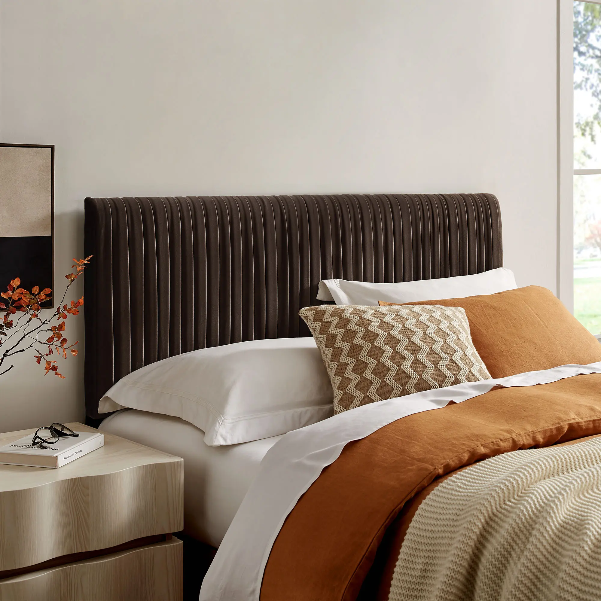Eloise Stain-Resistant Performance Velvet Full Headboard in Chocolate Brown Eloise Stain-Resistant Performance Velvet Full Headboard in Chocolate Brown