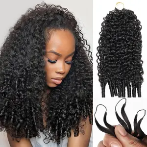 [NEW IN] OQ HAIR Burmese Curly Crochet Braid Hair Extensions Knotless Pre-Separated Invisible Crochet Braiding Hair Bundles 100% Virgin Human Hair Feather Soft Natural Color Black Hair Extensions
