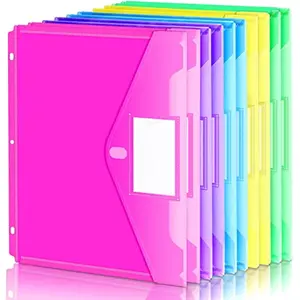 Forvencer Binder Pocket, 10 Pack Super Heavyweight Plastic Folders with Tight Closure, Folders with Pockets Side Loading, Binder Organizer, Binder Dividers with Pockets, Letter Size, Assorted Colors
