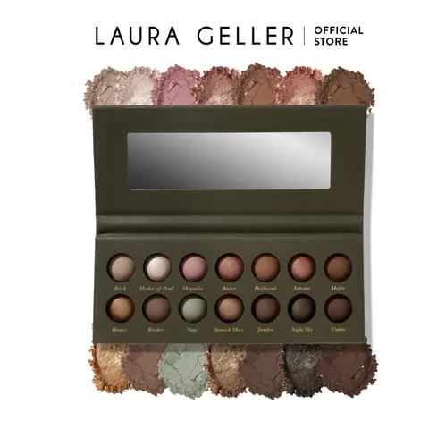 Laura Geller Delectables Baked Eyeshadow Palette Earthy Essentials 14 Matte & Shimmer Shades Cream-to-Powder Formula Long-Lasting Makeup