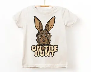 LAT Apparel Boys On The Hunt Shirt, Boys Camo Bunny Easter Shirts, Egg Hunting Tee, Easter Shirt, Happy Easter, Youth clothing Casual Graphic Apparel, For son and daughter, Holiday Clothing