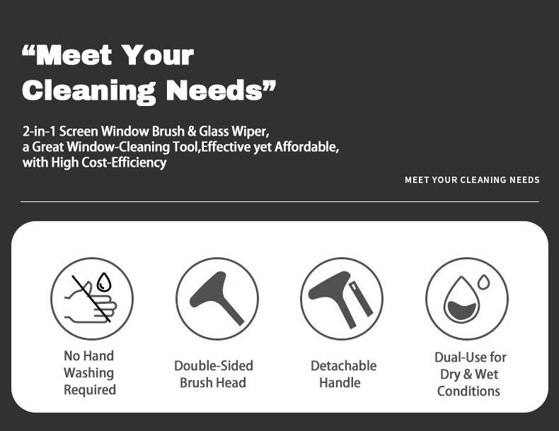 Multifunctional Anti-mosquito Screen Brush Glass Cleaning Tool with Dual Heads & Detachable Handle for Streak-Free Results on Windows, Mirrors, & Car Windows Multifunctional Anti-mosquito Screen Brush Glass Cleaning Tool with Dual Heads & Detachable Handle for Streak-Free Results on Windows, Mirrors, & Car Windows