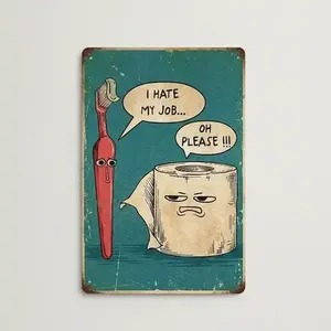 Funny Bathroom Quote Tin Sign 12x8in Retro Metal Wall Art Toilet Decor for Home Restroom Office Humor Display Durable Iron Construction Vintage Distressed Design