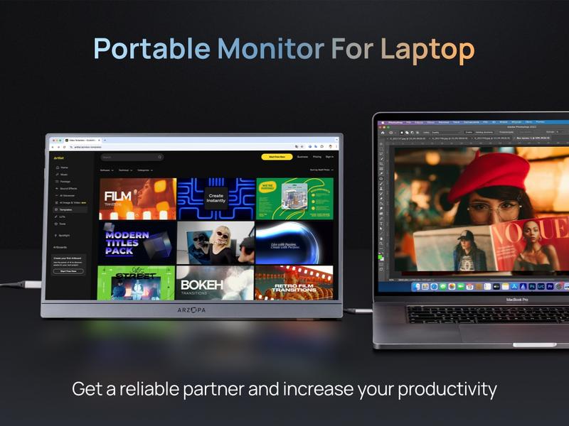 ARZOPA 16.1'' Portable Gaming Monitor 100% sRGB 144Hz&60Hz 1080P FHD Kickstand Portable Monitor External Second Screen for PS5 Xbox Laptop PC Switch