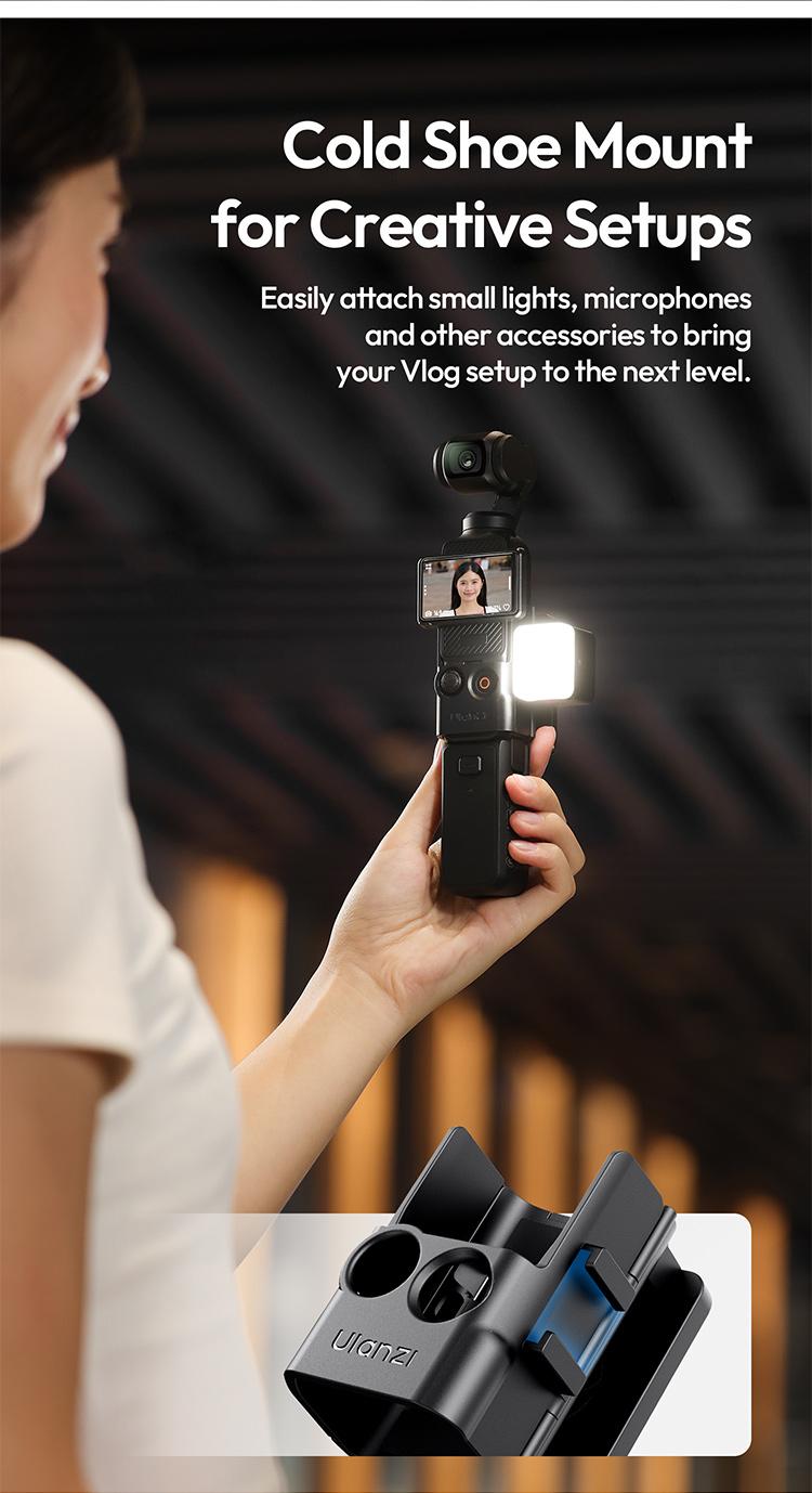 Ulanzi PK15 Pocket 3 Magnetic Mount Expansion Holder for DJI OSMO Pocket 3 Cold Shoe 180° Adjustable Video LED Light Mount Action Camera Accessories