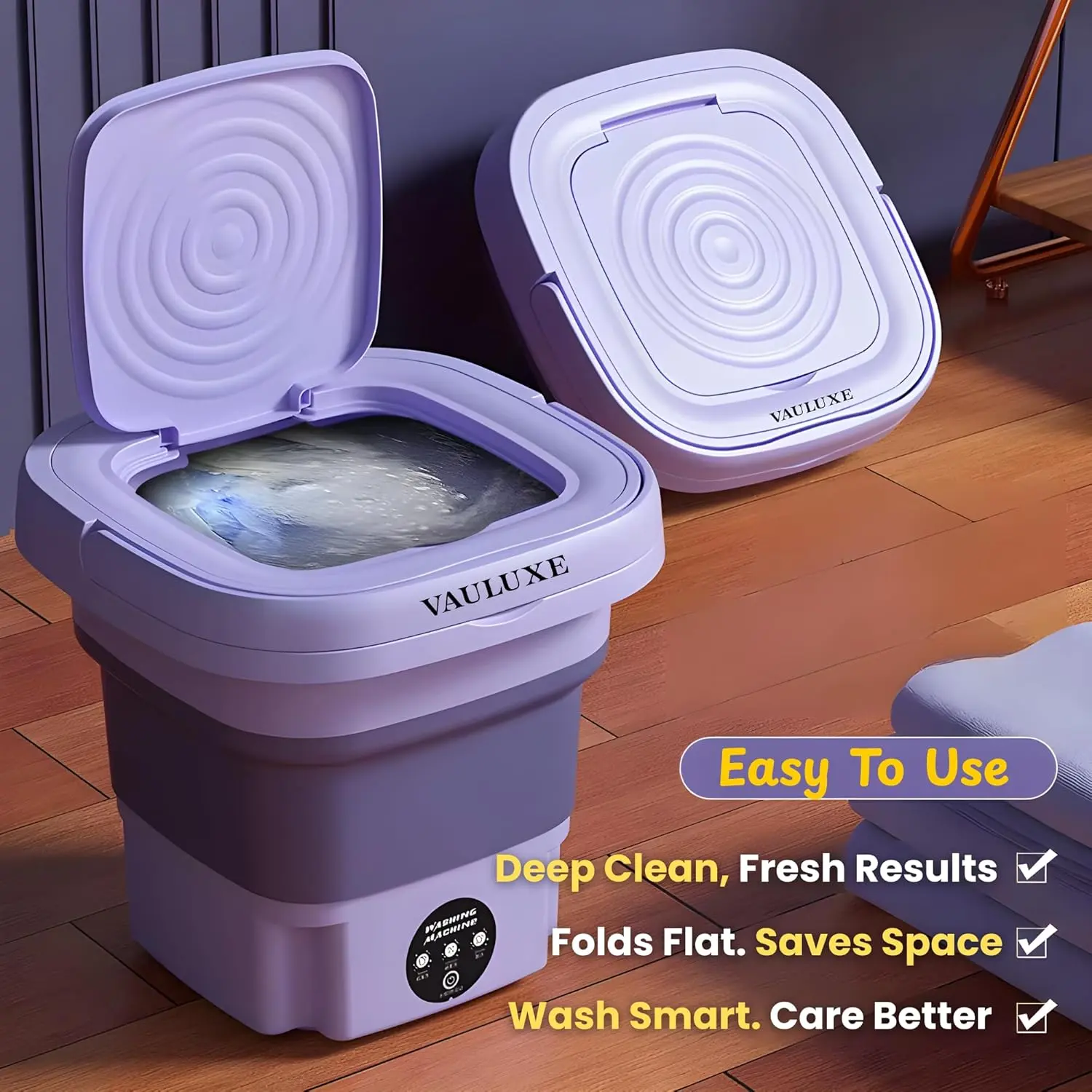 Mini Washing Machine 16L Purple Portable Washer for Apartments, Dorms, RVs – Compact Laundry Washer with Powerful Motor & Low Noise – Travel, Small Spaces & Delicates Laundry Solution