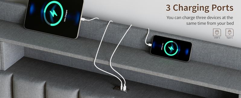 TryLazy Upholstered Flatform Bed Frame with 4 Storage Drawers No MATTRESS Queen Size Wood Slats Holds 900lbs No Noise No Box Spring Needed Full King Twin White Rivet Design USB Socket