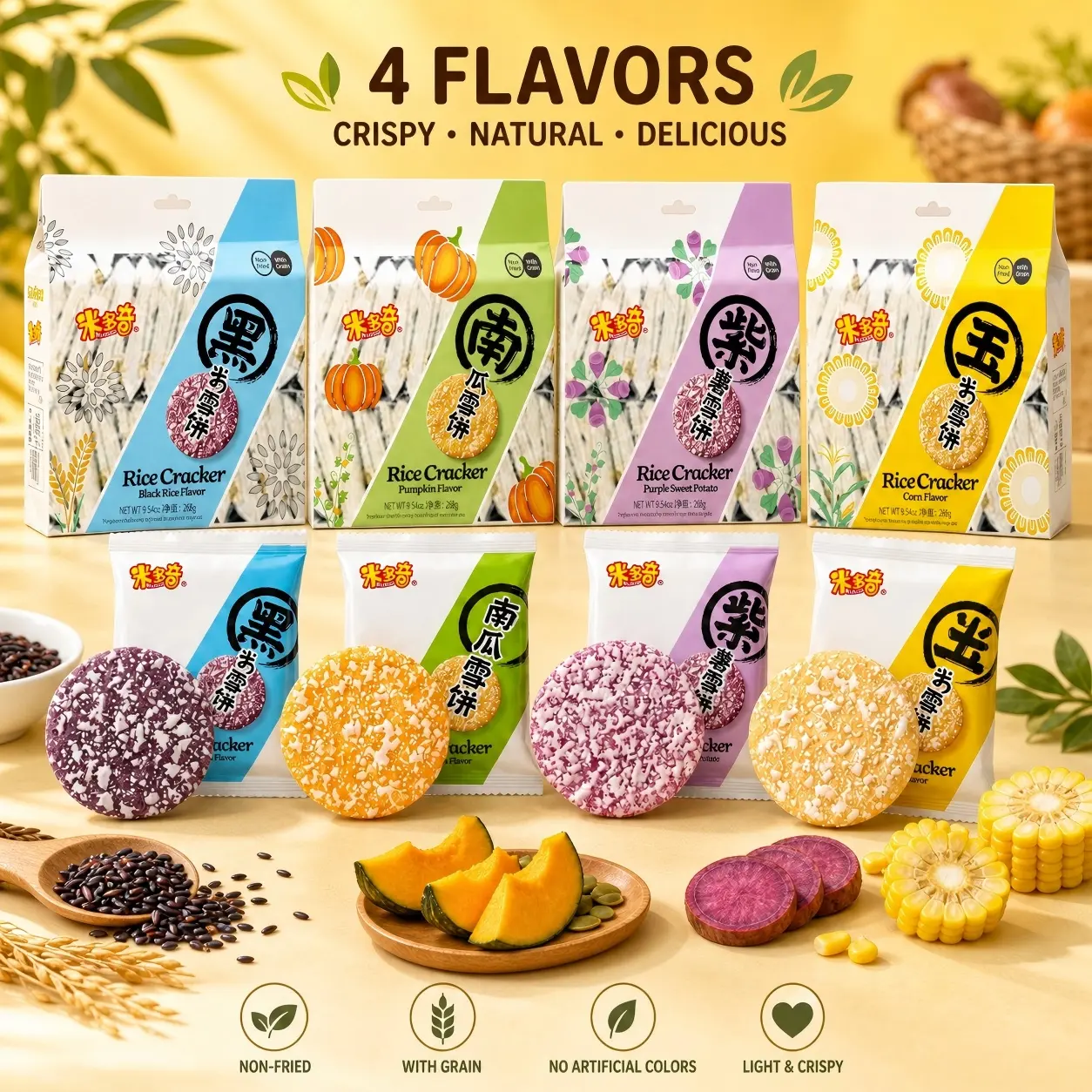 Mizhao Purple Sweet Potato Rice Crackers - Crispy Cream Cracker Snack with Distinct Flavor and Texture cookies