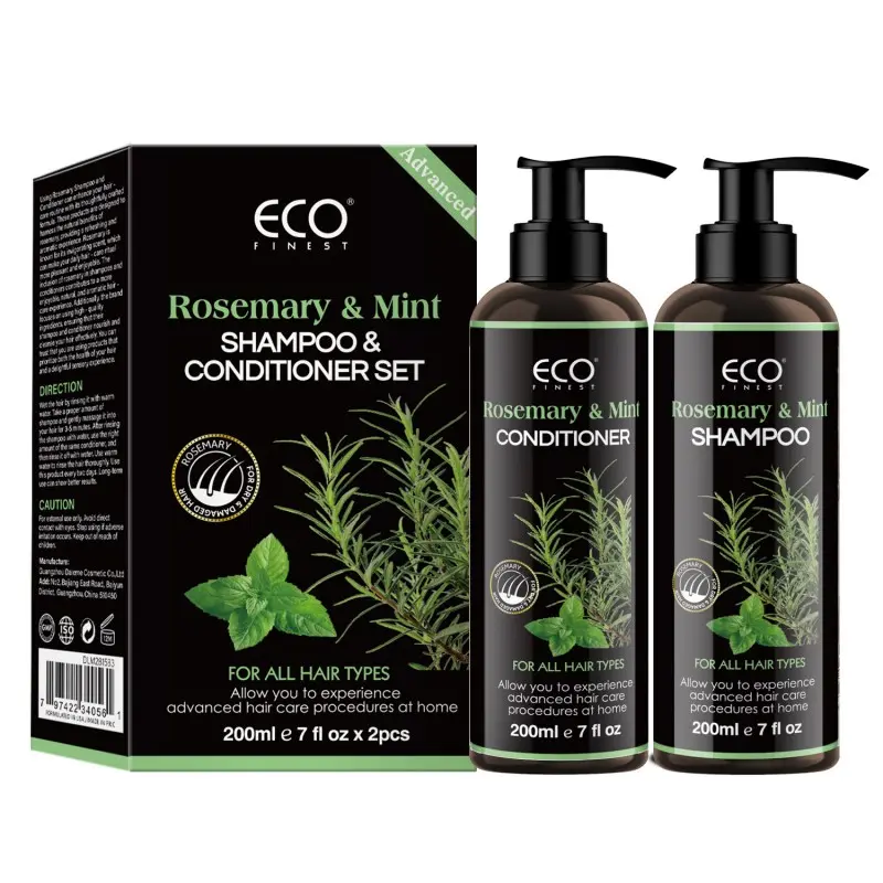 ECO Rosemary & Mint Shampoo & Conditioner Set Hair Strengthening, Scented Reduce Frizz and Add Shine nourishes hair