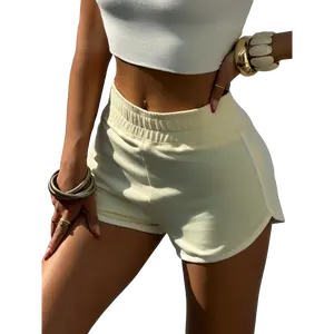 Women's sports yoga shorts, drawstring color-block style, loose fit, made of soft, comfortable and breathable fabric, basic casual style, suitable for gym training, running and cycling.