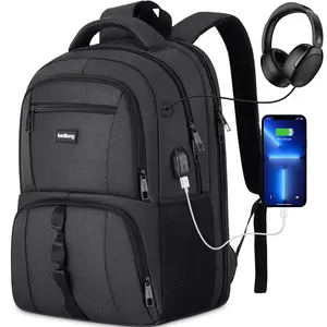 kadilong Multi-Color 15 Inch Backpack with USB Charging & Headphone Port, Large Capacity Durable Business Laptop Bag