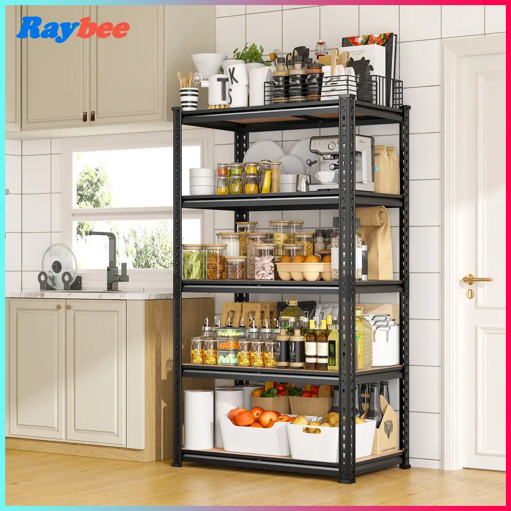 Raybee Furniture 5 Tier 72" Metal Garage Shelving Units, Garage Shelf Free Standing Utility Rack 1550-2000LBS Capacity, Adjustable Storage Shelves Organiser for Pantry Garage Basement Kitchen Organization #TikTokShopStockUp #SummerVibes