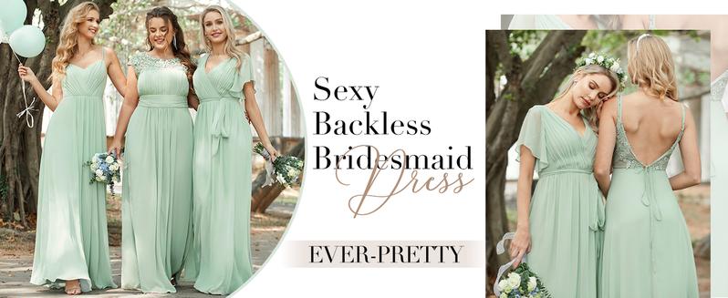 Ever-Pretty Convertible Chiffon Lace Open Back Spaghetti Straps Bridesmaid Dress for Women - Comfortable and Stylish Design - Womenswear 01692