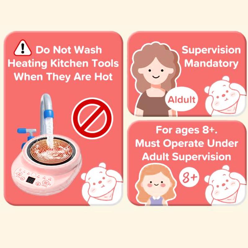 Children's Cooking Set - Safe Mini Kitchen with Induction Cooker, 14-Piece Dishware, Utensils, & Anti-Scald Rack for Toddlers, Montessori-Inspired Toy for Girls & Boys Ages 8-12