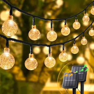 30 LED 20FT Solar String Lights Outdoor, Crystal Globe Lights with 8 Lighting Modes, Waterproof Solar Powered Patio Lights for Garden Yard Porch Wedding Party Decor (Warm White)
