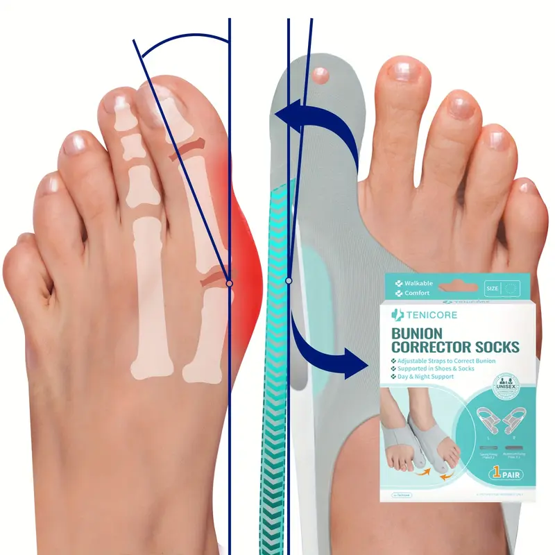 2pcs Corrector Sleeves with 4-Point Fixation, 2-Pack Corrector for Women & Men, Splint for, Big Toe Separator, Adjustable Day/Night Support, Comfortable Hammer Toe Straightener, Runners And Walkers, Women Foot Care