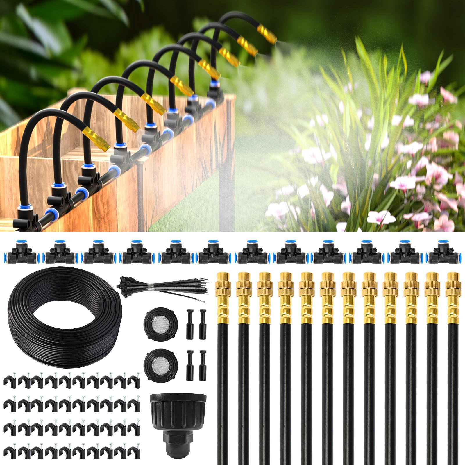 Mixc 50FT/100FT Drip Irrigation System | 12 Adjustable Copper Nozzles | Automatic Watering Kit for Garden, Lawn, Greenhouse, Yard & Potted Plants Mixc 50FT/100FT Drip Irrigation System | 12 Adjustable Copper Nozzles | Automatic Watering Kit for Garden, Lawn, Greenhouse, Yard & Potted Plants