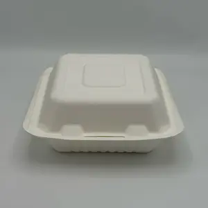 Biodegradable 8”x8” Food Container Made of Sugarcane Pulp 200pcs