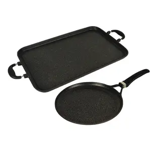 2 pack MARBLE GRIDDLE Combo 1 AND 2 Burner rectangle & ROUND/ Combo de 2 Comales de MARMOL de 1 y 2 parrillas rectangular y REDONDO