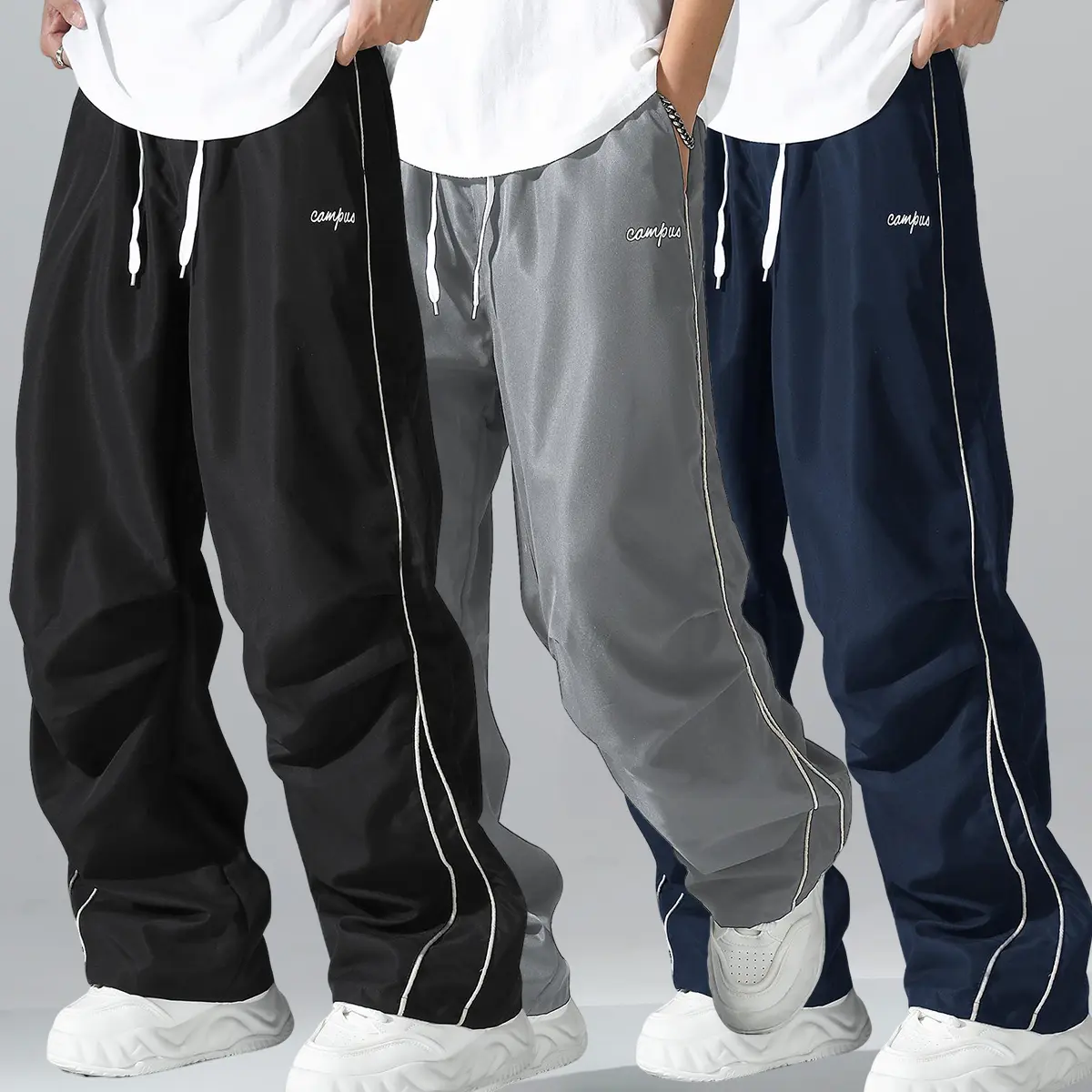 Men's Striped Track Pants, Loose-Fit Straight Leg Athletic Bottoms, Lightweight and Breathable for Gym or Casual Wear, Striped Pants, Male Wear, Stripped Look, Athletic Stretch Men's Pants, Baggy Track Men's Pants