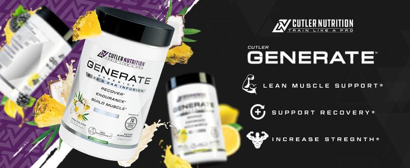 Cutler Nutrition - Generate - BCAA and EAA Amino Acid Recovery and Intra Workout Supplement - Delicious Flavors - 30 Servings