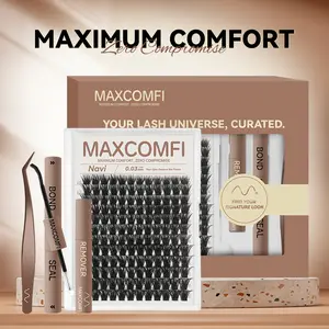 MaxComfi Navi False Eyelash Clusters, Fluffy and Voluminous, Long-Lasting & Waterproof with a Super Soft Thin Band for Beginner-Friendly DIY Application, Lash Cluster